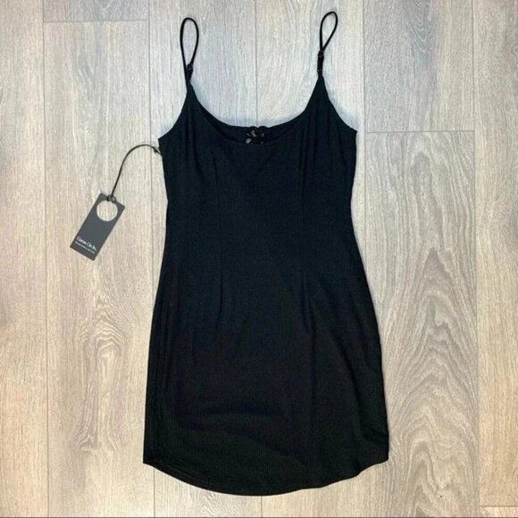 Revolve Privacy Please Terry Mini Dress Lace Up Ribbed knit Black Size XS - Picture 14 of 16